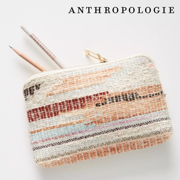 Anthropologie x Jess Feury Woven Sunstreak Pencil Pouch - Picture 1 of 15